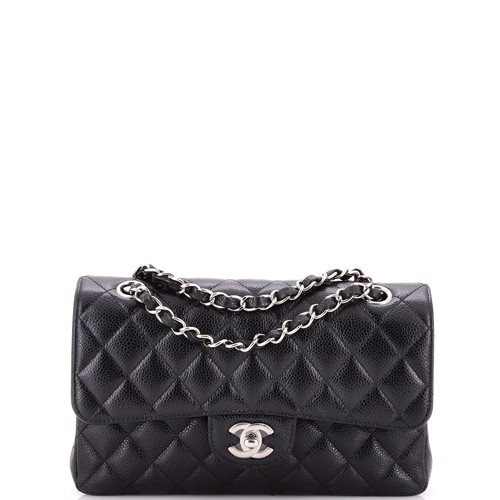 Chanel Classic Double Flap Bag Quilted Caviar Small
