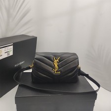 SAINT LAURENT YSL CASSANDRE MATEELASSE Leather GOLD label Logo Bag-Medium-Size