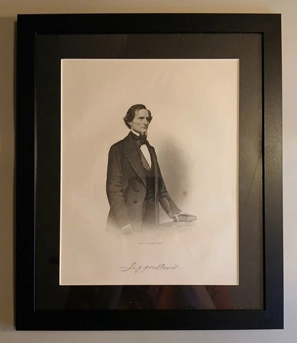 1862 Engraved Civil War Portrait Print Of Confederate President Jefferson Davis
