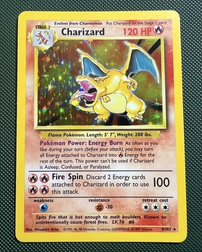 Charizard 4/102 Holo Rare Base Set Unlimited Pokémon Card LP