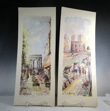 Paris Street Lucien Delarue Signed Lithograph Print Notre Dame & L'Arc 506 & 507