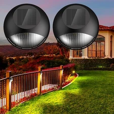 Solar Fence Lights 2 Pack, Solar Deck Lights Outdoor Waterproof Stair Outdoor St