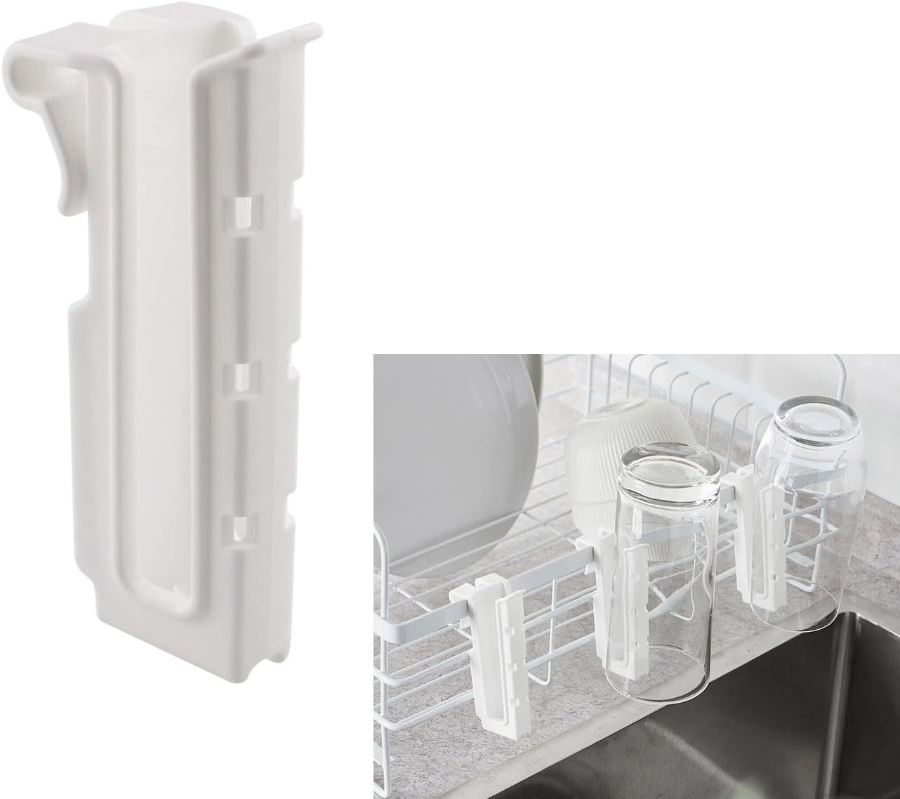 4PCS Plastic Cup Dish Drainer Kitchen Shelf Accessories Drying Hooks White 