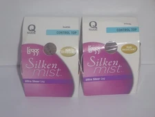 (2)  Leggs Silken Mist Pantyhose - Control Top - Sheer Leg - Nude -Size Q- 94496