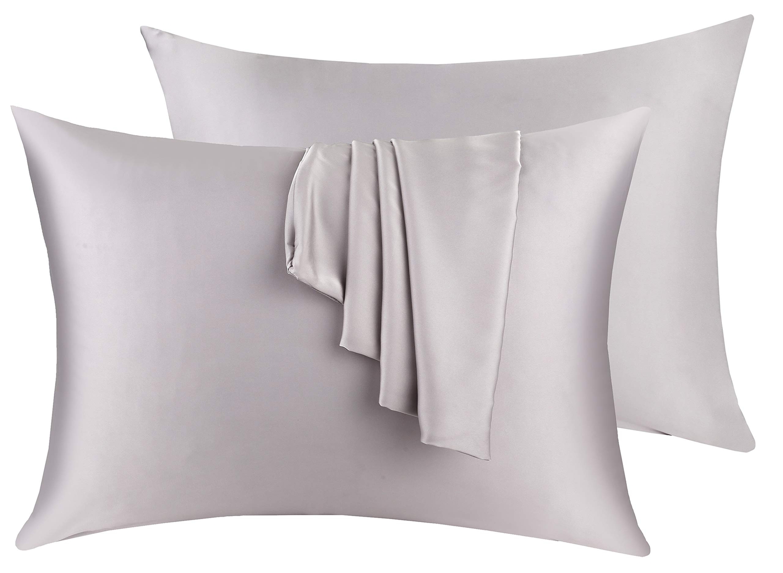 Natural Silk Pillowcase Set of 2 for Hair &Skin - Both Sides 19 Momme 600 Thr...-image