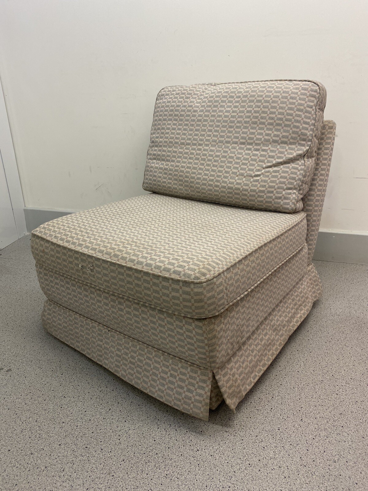 A pair of fold out chair beds, folding bed chairs, transformable double