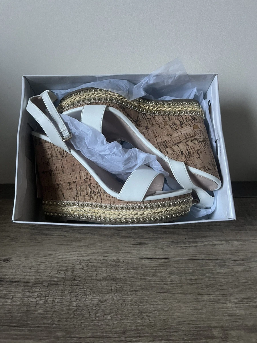 Miss KG Womens Pip Glam White Espadrille Wedge Heel UK 7 Eu 40
