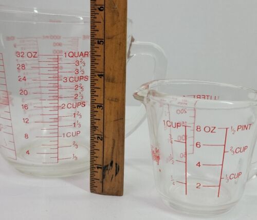 2 VTG Anchor Hocking Fire King Glass Kitchen Measuring Cup Lot 1 & 4 Cups USA 14 - Picture 3 of 14