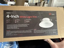 12 PACK TORCHSTAR 4 inch Recessed Can Light Trim with White Metal Step Baffle
