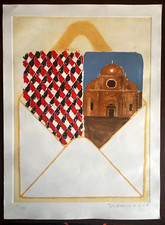 Joe Tilson "PC from Venice" Acquaforte originale firmata a mano certificata