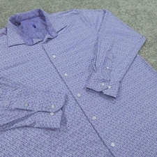 Visconti Black Shirt Mens Extra Lage Tall Button Up Pefomance Spotted Geometric