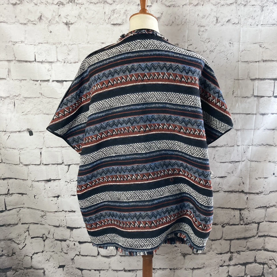 Poncho Sam Edelman Mujer Talla Pequeña Manta Azteca Frente Abierto Chaquetas sin Mangas Foto 3 de 4