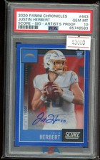 2020 Justin Herbert RC Auto POP 3 Chronicles Score Artist Proof 20/35 PSA 10