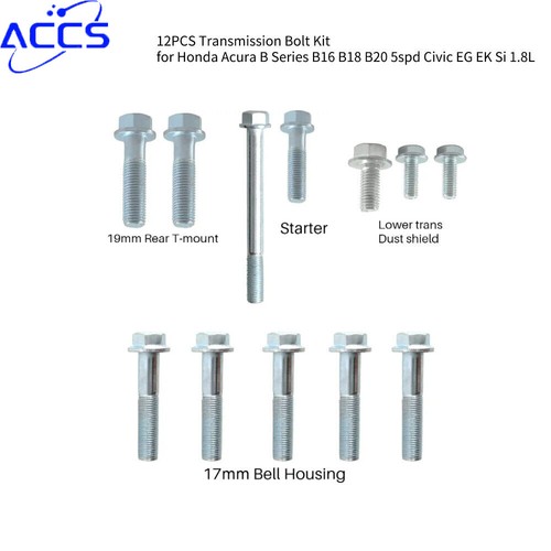 Transmission Bolt Kits For Honda Acura B Series B16 B18 B20 Civic EG EK Si 1.8L - Picture 7 of 8