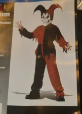 Boy's Evil Jester Halloween Costume 5 PC Set Size Large (10-12)