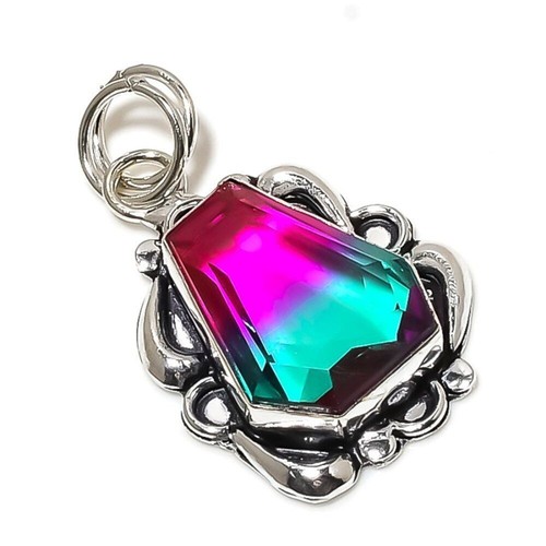 Bicolore Tourmaline, Shiva Eye , Péridot Argent Bijoux Pendentif 2.4