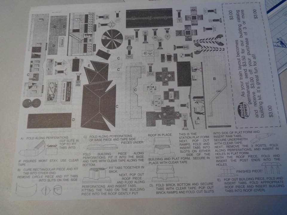 MODEL POWER HO SCALE CARDBOARD LITHO BUILDINGS AND SIGNS. NEW OLD STOCK ...