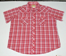 Vintage Wrangler Pearl Snap Plaid Western Shirt Mens 2XL Y2K Salmon Pink Pockets