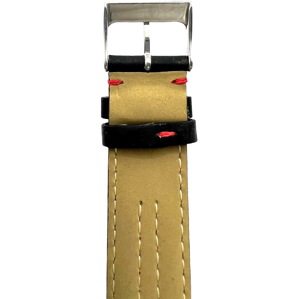 TISSOT - PULSERA - HEBILLA PLATEADA - CUERO GENUINO - 19MM - NEGRO Y ROJO Foto 4 de 4