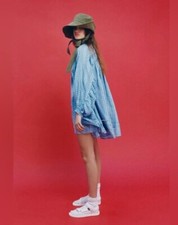 Urban Outfitters UO Jai Embroidered Babydoll Mini Frock Dress Blue Floral XS NWT