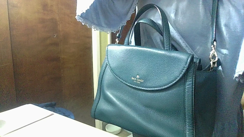 Cartera de cuero Kate Spade Cobble Hill mediana Adrien correa para el hombro verde azulado Foto 4 de 4