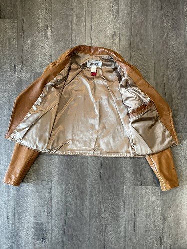 VINTAGE EAST WEST SAN FRANCISCO BROWN LEATHER JACKET SIZE S/M - Picture 4 of 21