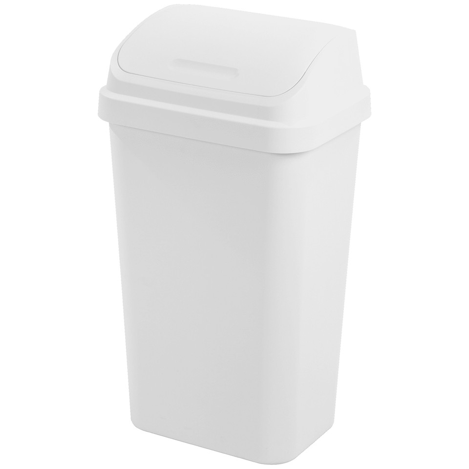 Sterilite 13 Gallon Trash Can, Plastic Swing Top Kitchen Trash Can