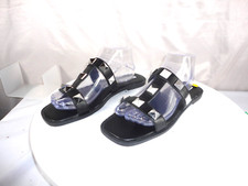 NOS Steve Madden Black Ties Studded Flat Slip on Sandals, Women's, Size 9