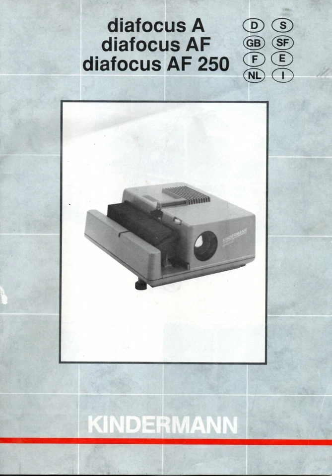Bedienungsanleitung Manual Diaprojektor Kindermann Diafocus A / AF / 250 - Bild 1 von 1