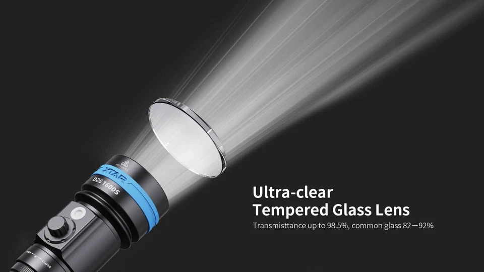 XTAR D26 1600S LED 1600 流明 可充电 水肺 潜水 手电筒 手电筒 — 第 3/4 张图片