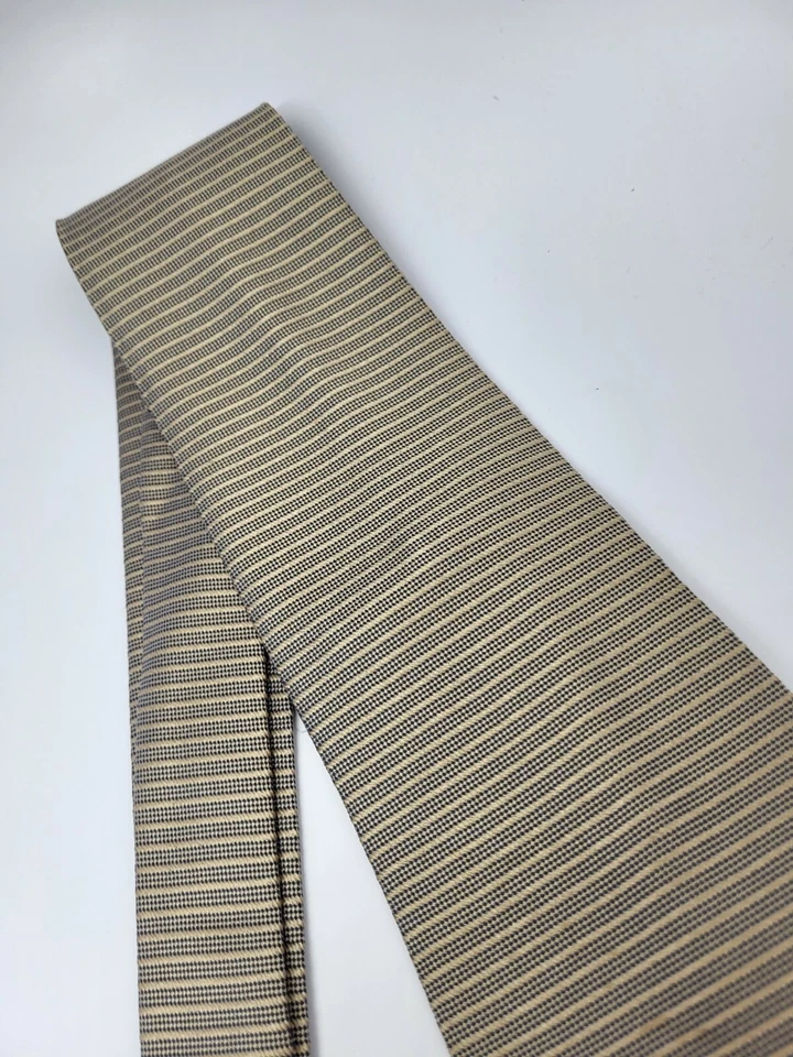 Corbata de seda Banana Republic marrón tostado rayas hombre Italia 58 x 4 Foto 4 de 4