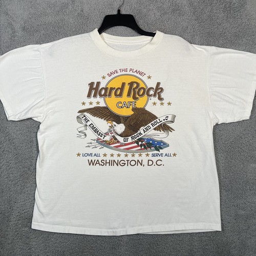 1990s Vtg Hard Rock Cafe T Shirt Single Stitch Washington DC Eagle See Pics XL? - Picture 2 of 24