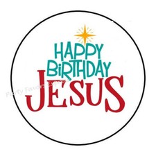 30 HAPPY BIRTHDAY JESUS ENVELOPE SEALS LABELS STICKERS PARTY FAVORS 1.5" ROUND