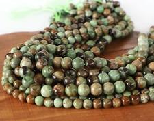 15" 6mm 8mm Green Opal round PLAIN beads gemstone - green brown