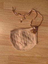 Vintage antique handmade Hand Knit light pink baby bonnet