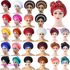 Nigeria Already Made African Auto Gele Headtie Turban Head Wrap Cap Aso Oke 2Pcs