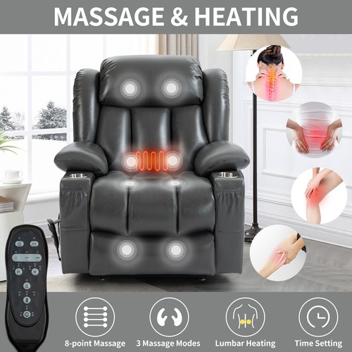 350LBS Lay Flat Heat Massage Power Lift Recliner Chair Elderly Reclining Sofa - Picture 5 of 10