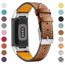 For Fitbit Charge 5 Genuine Leather Watch Wrist Band Strap Wristband Replacement