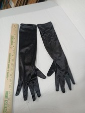 Womens Smooth Shiny Glossy Long Gloves Five Finger Wedding Allure Elegant Gloves