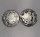 US Estate Coin Lot, Set of 2 Barber Dimes, 1908-P and 1916-P