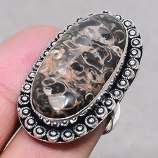 Turritella Agate Oval Shape Gemstone Handmade Adjustable Jewelry Ring SR 2536