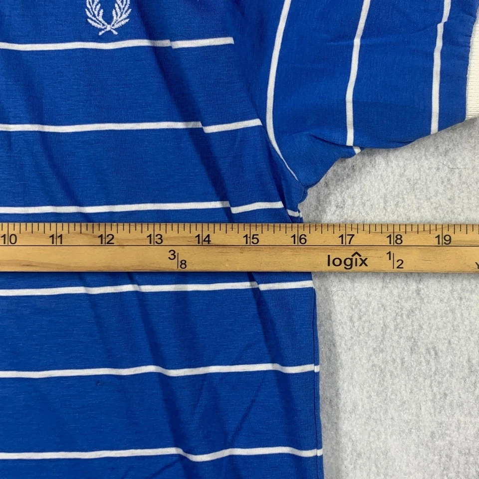 VTG 80s Fred Perry Sportswear Polo Shirt Men's Medium Blue Stripe Made in USA - Image 4 of 4