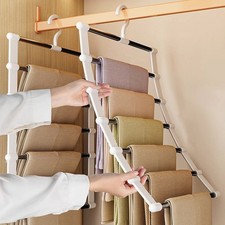 Stainless Steel Pants Hanger Magic Foldable Trouser Rack For Save Wardrobe Space