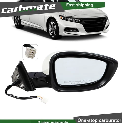 3Pin Power Manual fold Mirror Right side WhiteFor 2018-2020 2022 Honda Accord