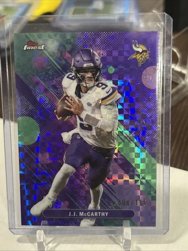 2025 Topps Finest JJ McCarthy Purple Xfractor /150 #61 Minnesota Vikings