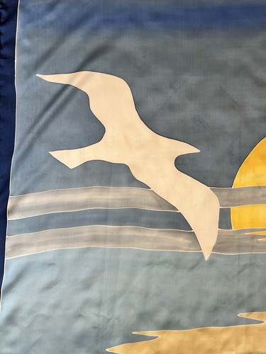 Vintage Silk Scarf with Seagull Motif Bird Beach Design, $25 - Photo 3