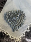Vintage Clear Rhinestone Silver Tone Heart Brooch Pin Jewelry CJ-71