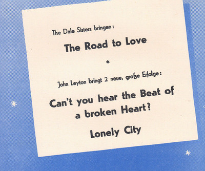2x JOHN LEYTON / GEOFFREY GODDARD Lonely City/Broken Heart 1x DALE SISTERS 1962
