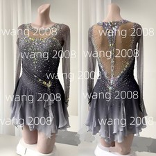 Ice Figure Skating Dress Rhythmic Gymnastics Twirling Competition gray dyeing