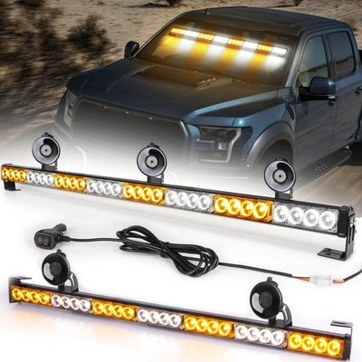 35'' LED Traffic Advisor Emergency Hazard Windshield Strobe Light Bar Amber/White